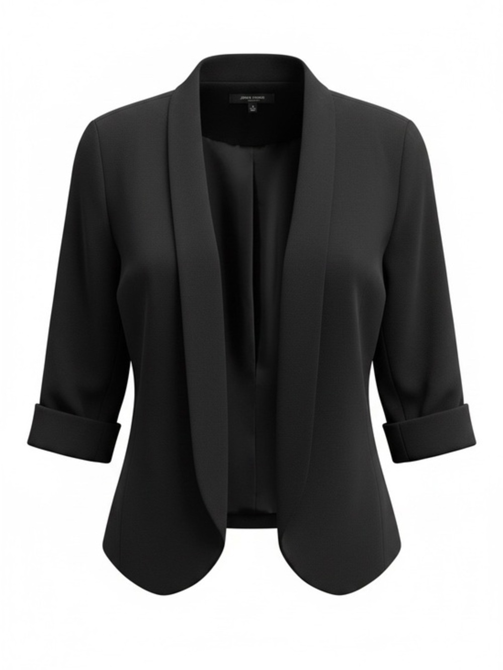 Jones Studio Black Open-Front Rolled-Sleeve Blazer